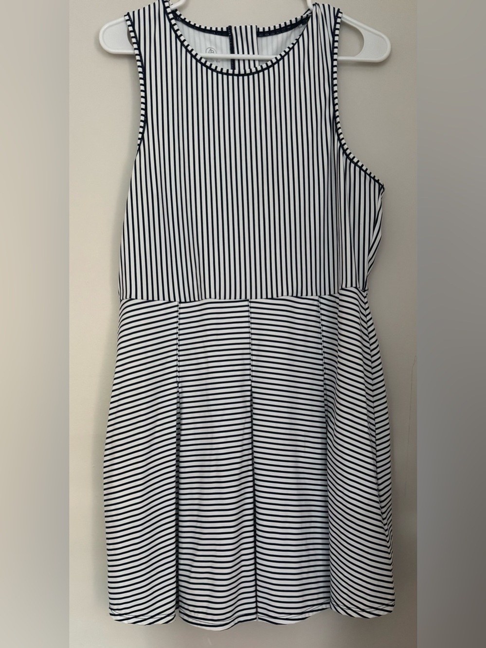 Addison Bay Black & White Striped Sleeveless Dress